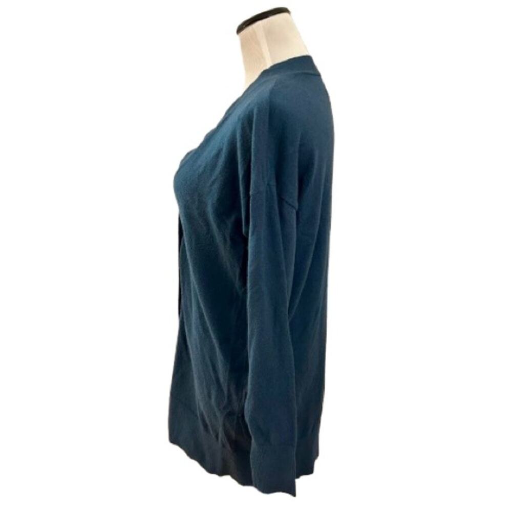 Worthington Teal Blue Grandpa Style Button-Up Long Sleeve Long Cardigan. Size M. - Picture 3 of 6